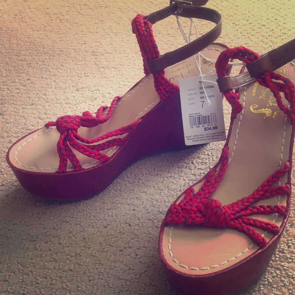 Red and Blue Wedge Sandal - NWT